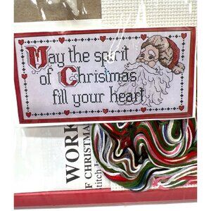 Christmas Cross Stitch Kit With Santa Design & Threads And Frame